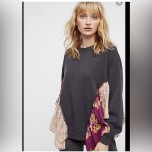 FREE PEOPLE She’s Just Cute Pullover Sweatshirt Gray Grey XSmall XS OB751458